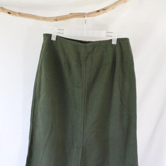 NWT Christopher & Banks Long Modest Green Jean Skirt Size 10 Maxi Denim W/ Slit - Picture 5 of 8